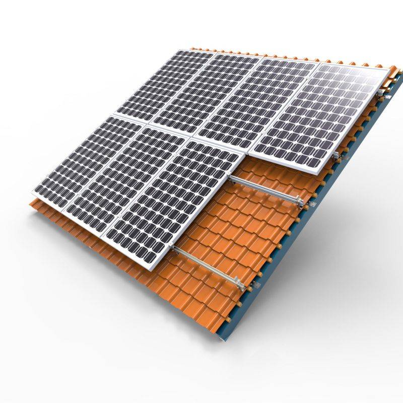 ​Sistema de gancho y soporte para panel solar de techo de tejas